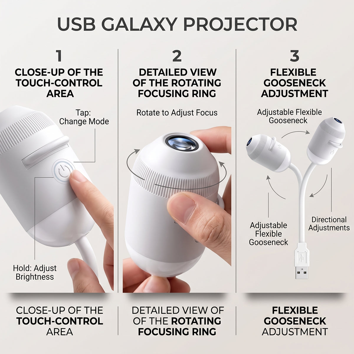 USB Car Galaxy Star Projector Light With Interchangeable Films