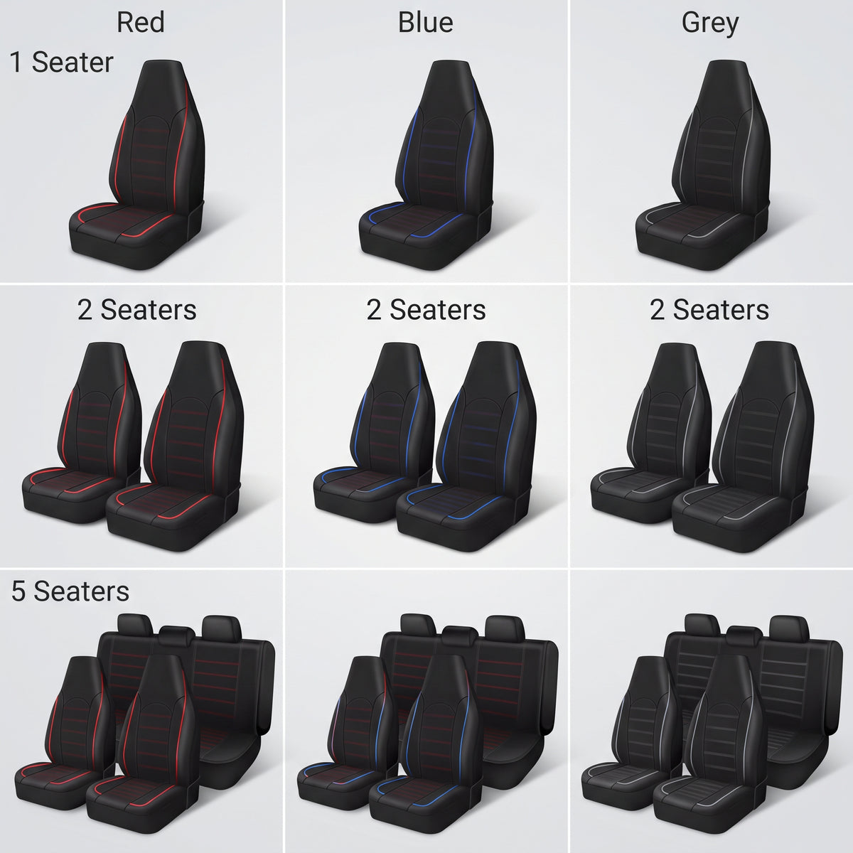 Universal Car Seat Covers With Contrast Stitching